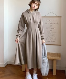 DHOLIC | 裏起毛フードフレアワンピース(ワンピース)