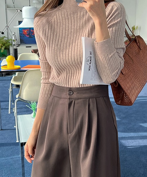 DHOLIC（ディーホリック）の「ハーフネックリブニット・全5色