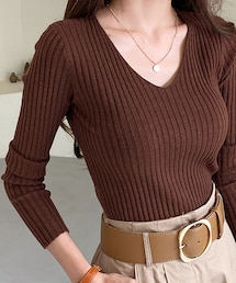 DHOLIC | Vネックスリムリブニット・全5色(ニット/セーター)