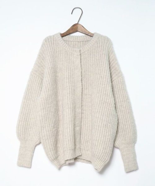 Crisp（クリスプ）の「ボリュームメランジニットカーディガン[c1k3193]（カーディガン/ボレロ・レディース・アイボリー/ピンク・FREE）」の3枚目の写真