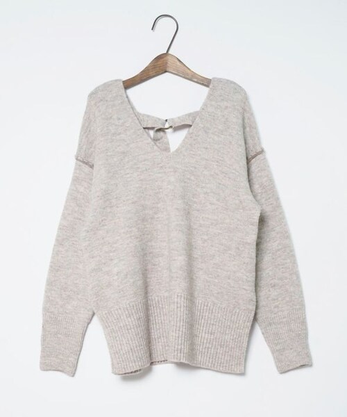 Crisp（クリスプ）の「バックベルトニット[c1k3199]（ニット/セーター・レディース・グレージュ/ピンク・FREE）」の3枚目の写真