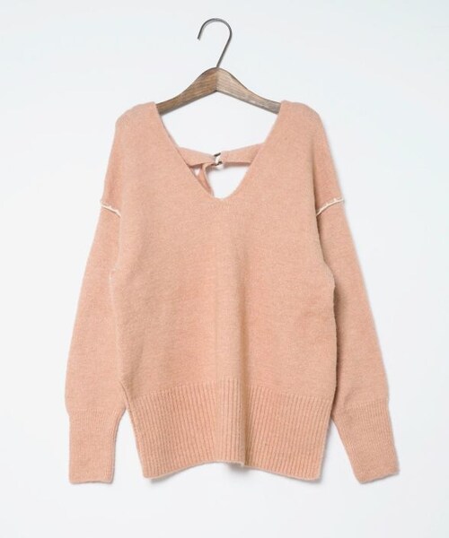 Crisp（クリスプ）の「バックベルトニット[c1k3199]（ニット/セーター・レディース・グレージュ/ピンク・FREE）」の4枚目の写真