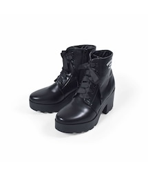 ZIDDY | 【 ニコ☆プチ 掲載 】 リボン 紐 チャンキーヒール ショートブーツ (21~24cm)(ブーツ)