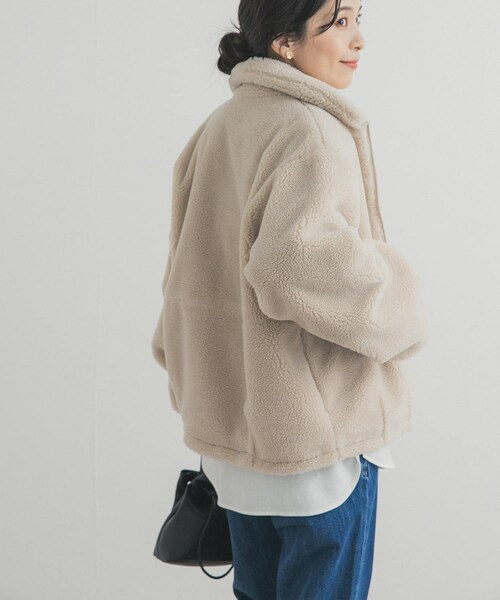 URBAN RESEARCH DOORS(アーバンリサーチドアーズ)の「ZIPボアブルゾン(テーラードジャケット・レディース・OFF/CHARCOAL・Free)」の4枚目の写真