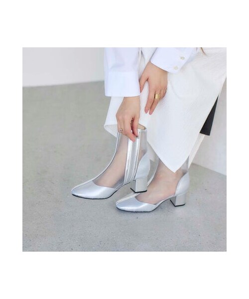 noyau(ノヤウ)の「ノヤウ noyau ブロックヒールチュールブーツ (ブーツ・レディース・BG/BL/SV/WH・S/22.5cm/M/23.5cm/L/24.5cm/LL/25cm)」の4枚目の写真