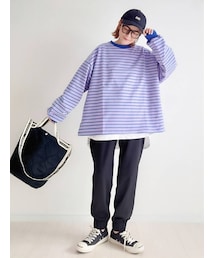CORNERS | u.e.made*×CORNERS　カラーボーダーボリュームスリーブトップス(Tシャツ/カットソー)