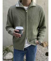 JOGUNSHOP | ラインカラーツーウェイニットジップアップ(カーディガン/ボレロ)