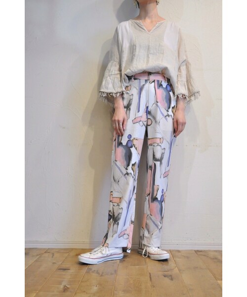 --（--）の「オックスプリントパンツ（その他パンツ・レディース・グリーン/ピンク・36.38/one）」の2枚目の写真