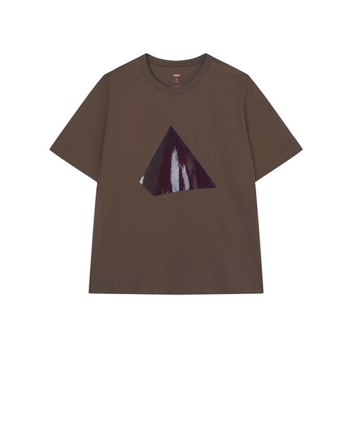 JNBY（ジェーエヌビーワイ）の「Pyramid-print Pima Cotton T-shirt（Tシャツ/カットソー・レディース・オフホワイト/ブラック/ブラウン・38/40）」の3枚目の写真