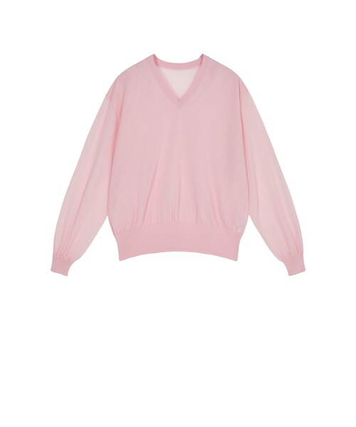 JNBY（ジェーエヌビーワイ）の「Spring-colored V-neck Cotton-blend Sweater（ニット/セーター・レディース・ピンク/ブルー/ライトグリーン・38/40）」の3枚目の写真