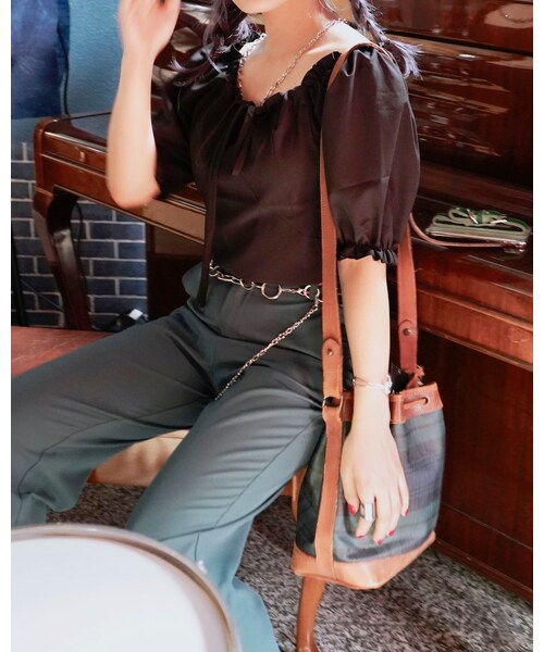 A.D.G(エーディージー)の「Semi Wide Slacks (deep green)(スラックス・レディース・グリーン・FREE)」の3枚目の写真