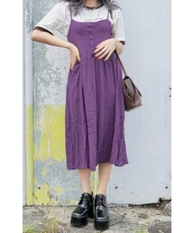 A.D.G | Button Design Cami-onepiece (purple)(ワンピース)
