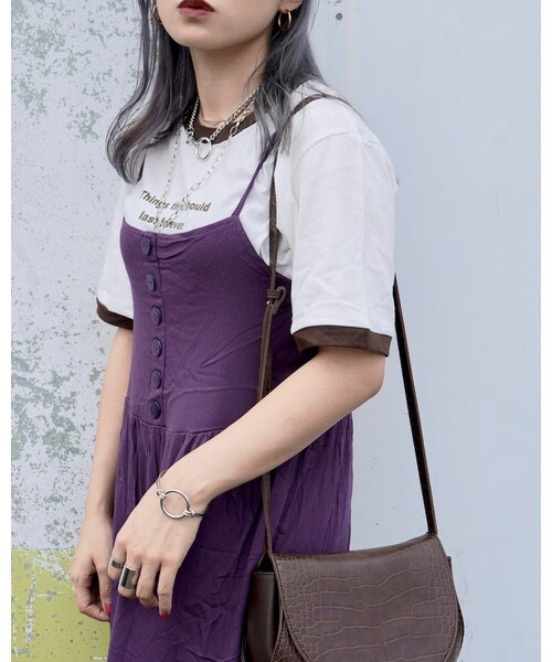 A.D.G（エーディージー）の「Button Design Cami-onepiece (purple)（ワンピース・レディース・パープル・FREE）」の3枚目の写真