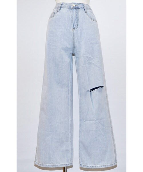 A.D.G(エーディージー)の「Left Knee Crush Denim Pants (light blue)(デニムパンツ・レディース・ブルー・FREE)」の7枚目の写真