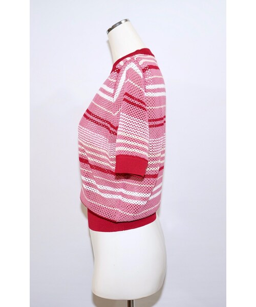 A.D.G(エーディージー)の「Multi Color Border S/S Knit Tops (red pink)(Tシャツ/カットソー・レディース・レッド・FREE)」の7枚目の写真