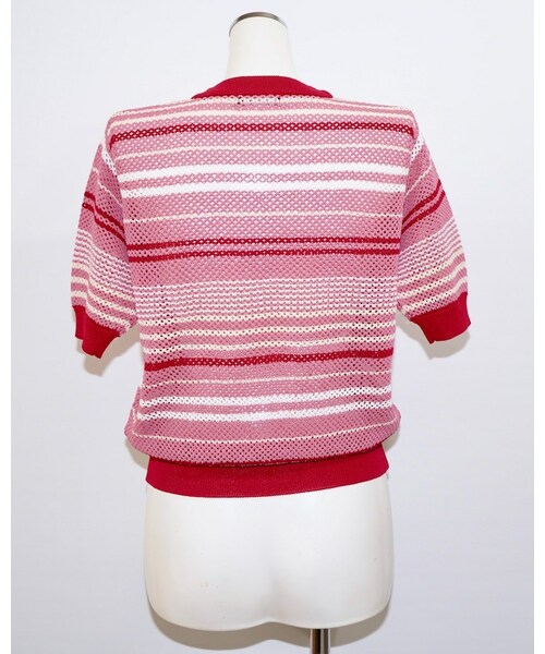 A.D.G(エーディージー)の「Multi Color Border S/S Knit Tops (red pink)(Tシャツ/カットソー・レディース・レッド・FREE)」の8枚目の写真
