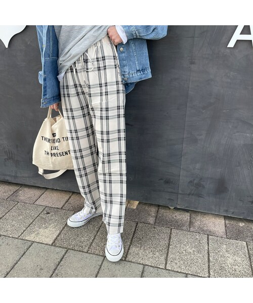 copine(コピン)の「チェック柄パンツ(その他パンツ・レディース・ブラック・M)」の1枚目の写真