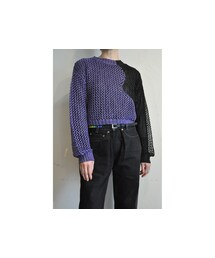 -- | バイカラーメッシュプルオーバー(ニット/セーター)