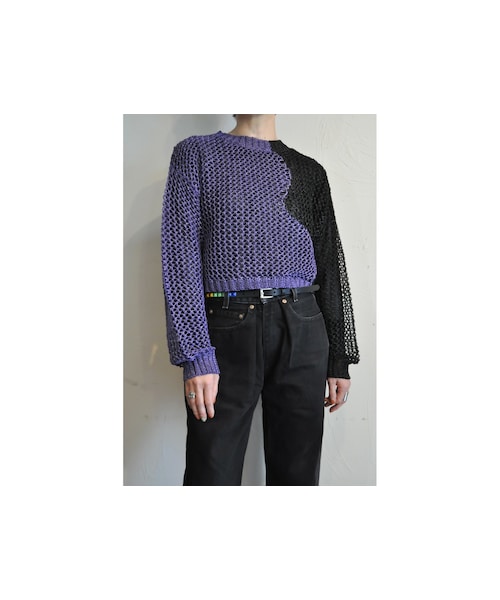 --（--）の「バイカラーメッシュプルオーバー（ニット/セーター・レディース・ブラウン/パープル/ブルー・one）」の3枚目の写真