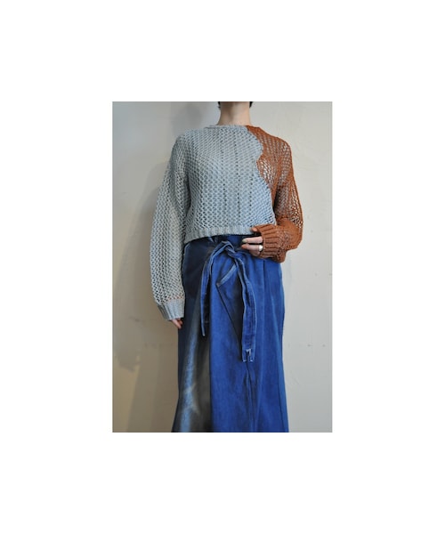 --（--）の「バイカラーメッシュプルオーバー（ニット/セーター・レディース・ブラウン/パープル/ブルー・one）」の2枚目の写真