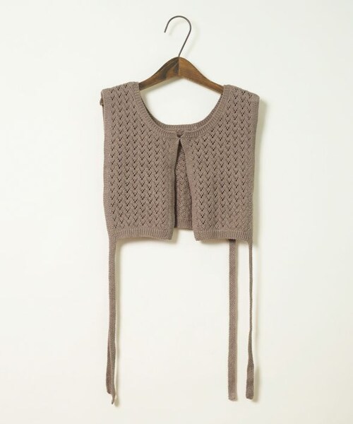 Crisp（クリスプ）の「サイドリボンニットカラー[c1R3280]（ベスト・レディース・ブラウン/アイボリー/ネイビー・FREE）」の5枚目の写真