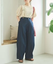 サスペンダーボリュームデニムパンツ[c2R3280]