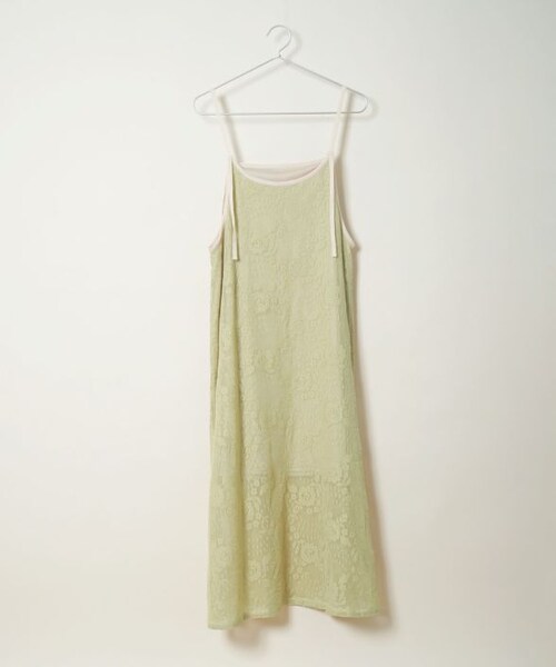 Crisp（クリスプ）の「バイカラーフラワーレースワンピース[c2R3245]（ワンピース・レディース・グリーン/アイボリー・FREE）」の4枚目の写真
