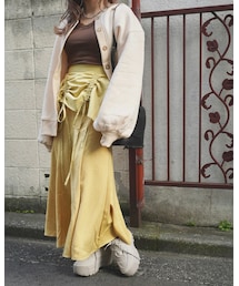 A.D.G | Ribbon String Mermaid Long Skirt (yellow)(スカート)