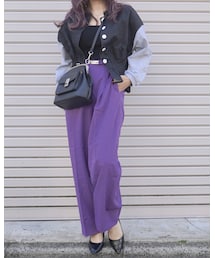 A.D.G | Switching Frill-Hem Jacket Tops (black-grey)(その他トップス)