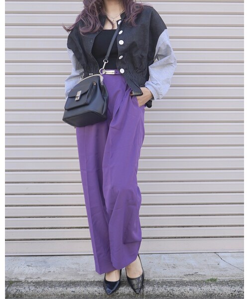 A.D.G(エーディージー)の「Switching Frill-Hem Jacket Tops (black-grey)(その他トップス・レディース・ブラック・FREE)」の1枚目の写真