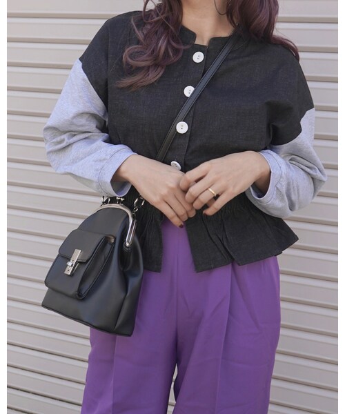 A.D.G(エーディージー)の「Switching Frill-Hem Jacket Tops (black-grey)(その他トップス・レディース・ブラック・FREE)」の7枚目の写真