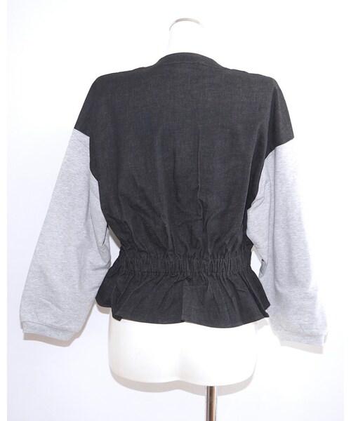 A.D.G(エーディージー)の「Switching Frill-Hem Jacket Tops (black-grey)(その他トップス・レディース・ブラック・FREE)」の10枚目の写真