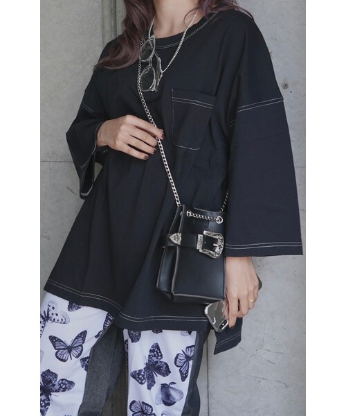 A.D.G(エーディージー)の「Butterflies&Black Denim Switching Pants(デニムパンツ・レディース・ブラック・FREE)」の4枚目の写真
