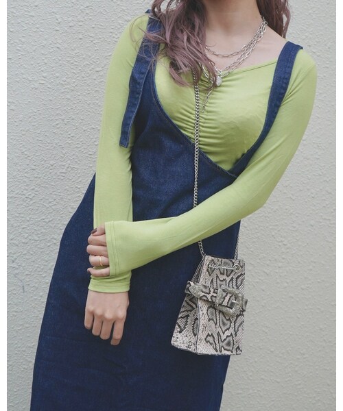 A.D.G(エーディージー)の「2type Strap Denim Long Jumper Skirt (indigo)(ジャンパースカート・レディース・ブルー・FREE)」の2枚目の写真