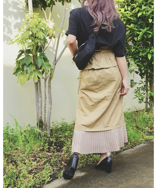 A.D.G（エーディージー）の「Pleats Switching Chino Long Skirt *with Belt (beige)（スカート・レディース・ベージュ・FREE）」の4枚目の写真
