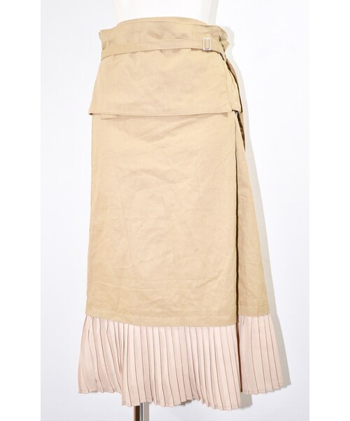 A.D.G（エーディージー）の「Pleats Switching Chino Long Skirt *with Belt (beige)（スカート・レディース・ベージュ・FREE）」の5枚目の写真