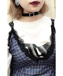SILVER HEART MOTIF CHOKER&BRACELET