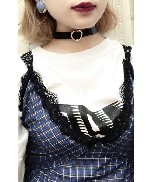A.D.G(エーディージー)の「SILVER HEART MOTIF CHOKER&BRACELET(チョーカー・レディース・ブラック・FREE)」の1枚目の写真