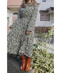 Flower Tiered Long Onepiece (light green)