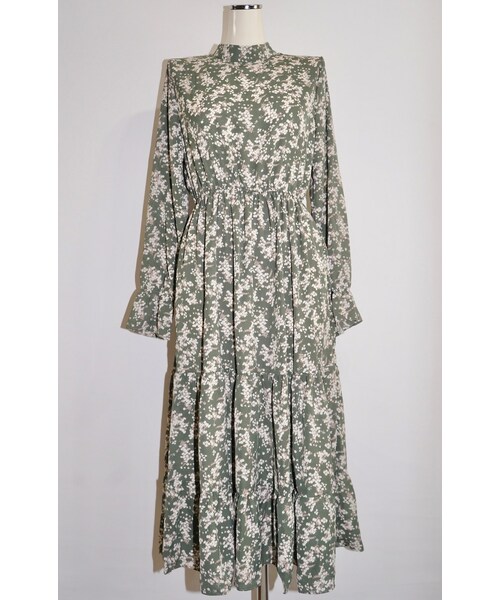 A.D.G(エーディージー)の「Flower Tiered Long Onepiece (light green)(ワンピース・レディース・グリーン・FREE)」の5枚目の写真
