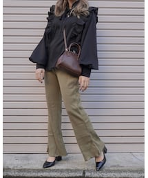 Rib Flare Easy Pants (light green)
