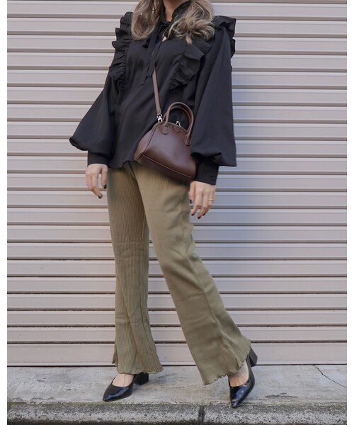 A.D.G(エーディージー)の「Rib Flare Easy Pants (light green)(その他パンツ・レディース・グリーン・FREE)」の1枚目の写真