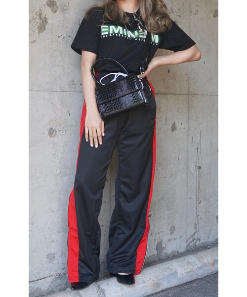 A.D.G（エーディージー）の「SIDE LINE&FULL ZIP JERSEY PANTS *with SILVER RING(black-red)（その他パンツ・レディース・ブラック・FREE）」の6枚目の写真
