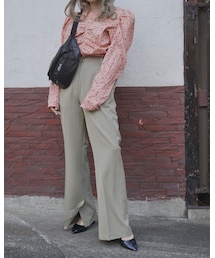 Flower Puffshoulder Tops (pink)