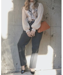 A.D.G | Balloonsleeve Chiffon High Neck Tops (ecru)(シャツ/ブラウス)