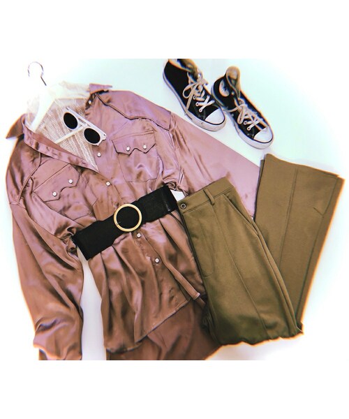 A.D.G（エーディージー）の「Pin-Tuck Flare Slit Pants  (beige)（その他パンツ・レディース・ベージュ・FREE）」の5枚目の写真