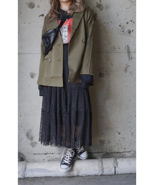 A.D.G（エーディージー）の「Double Breasted Tailored Jacket (khaki)（テーラードジャケット・レディース・カーキ・FREE）」の4枚目の写真