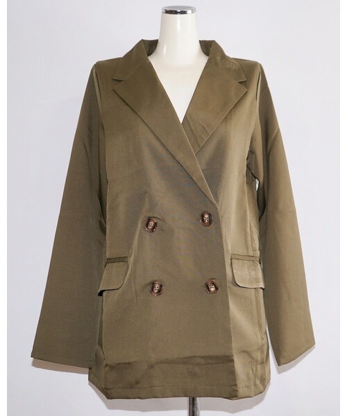 A.D.G（エーディージー）の「Double Breasted Tailored Jacket (khaki)（テーラードジャケット・レディース・カーキ・FREE）」の7枚目の写真