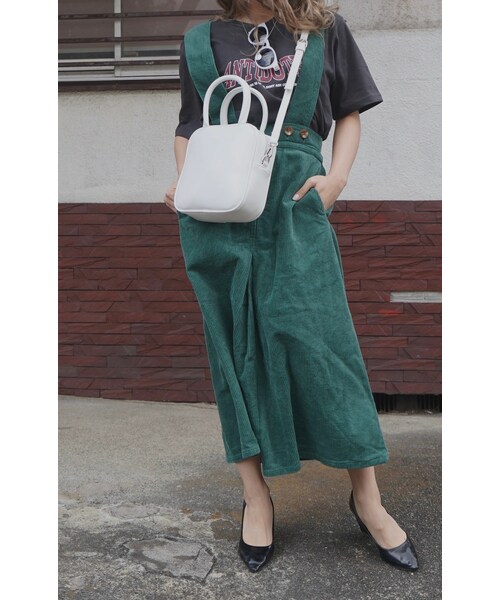 A.D.G(エーディージー)の「2way Corduroy Flare Jumper Skirt (green)(ジャンパースカート・レディース・グリーン・FREE)」の6枚目の写真