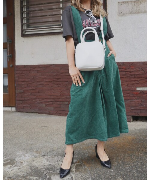 A.D.G(エーディージー)の「2way Corduroy Flare Jumper Skirt (green)(ジャンパースカート・レディース・グリーン・FREE)」の7枚目の写真